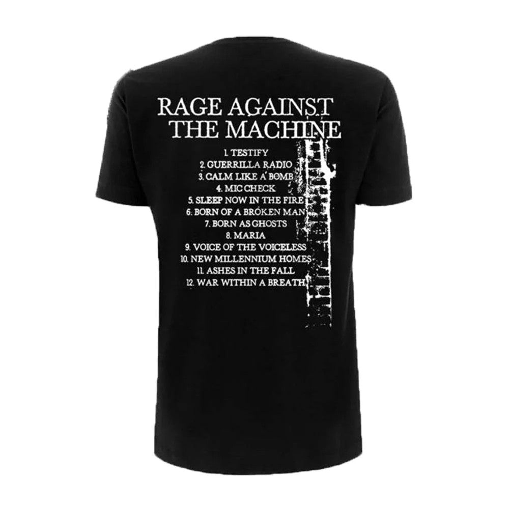 Black - Back - Rage Against the Machine Unisex Adult BOLA Album Cover Back Print Cotton T-Shirt