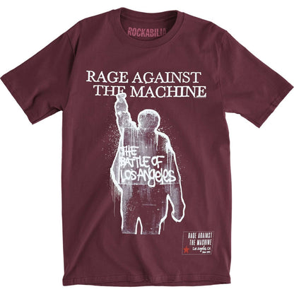 Maroon - Front - Rage Against the Machine Unisex Adult BOLA Album Cover Back Print Cotton T-Shirt