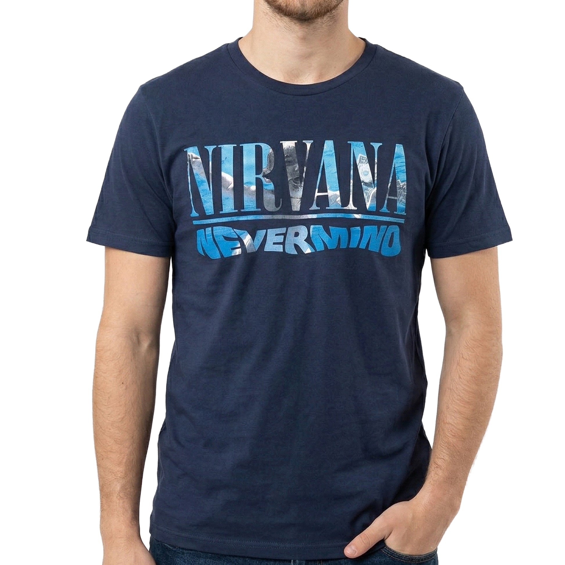Navy Blue - Side - Nirvana Unisex Adult Nevermind Back Print T-Shirt