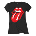 Black - Front - The Rolling Stones Womens-Ladies Classic Tongue T-Shirt