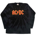 Black - Front - AC-DC Unisex Adult Tie Dye Logo Long-Sleeved T-Shirt