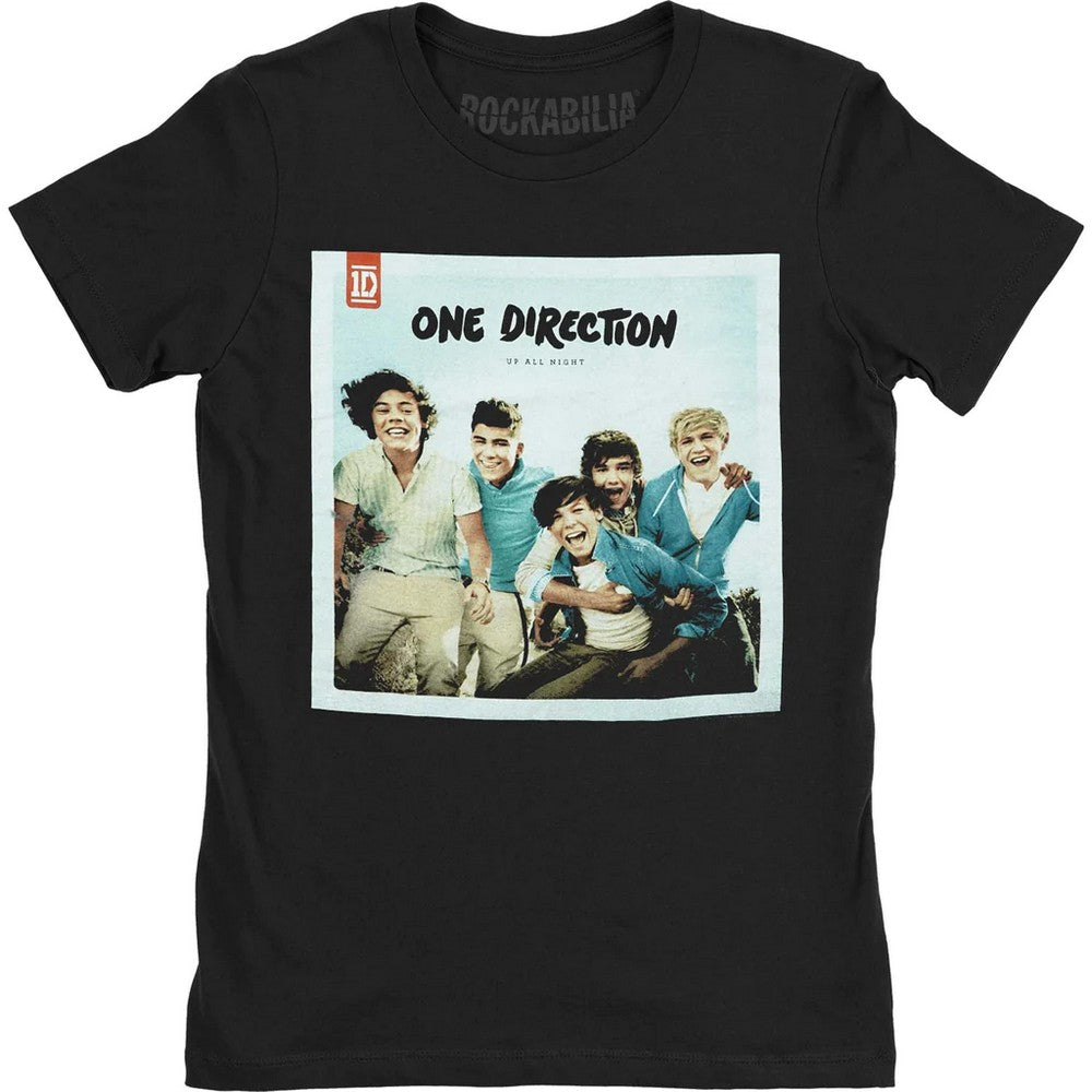 Black - Front - One Direction Womens-Ladies Up All Night Cotton Skinny T-Shirt