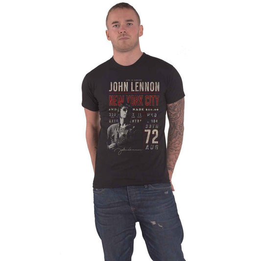 Black - Front - John Lennon Unisex Adult NYC 72 Cotton T-Shirt