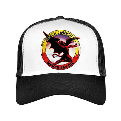 Black-White - Front - Black Sabbath Unisex Adult Never Say Die Mesh Panel Cap