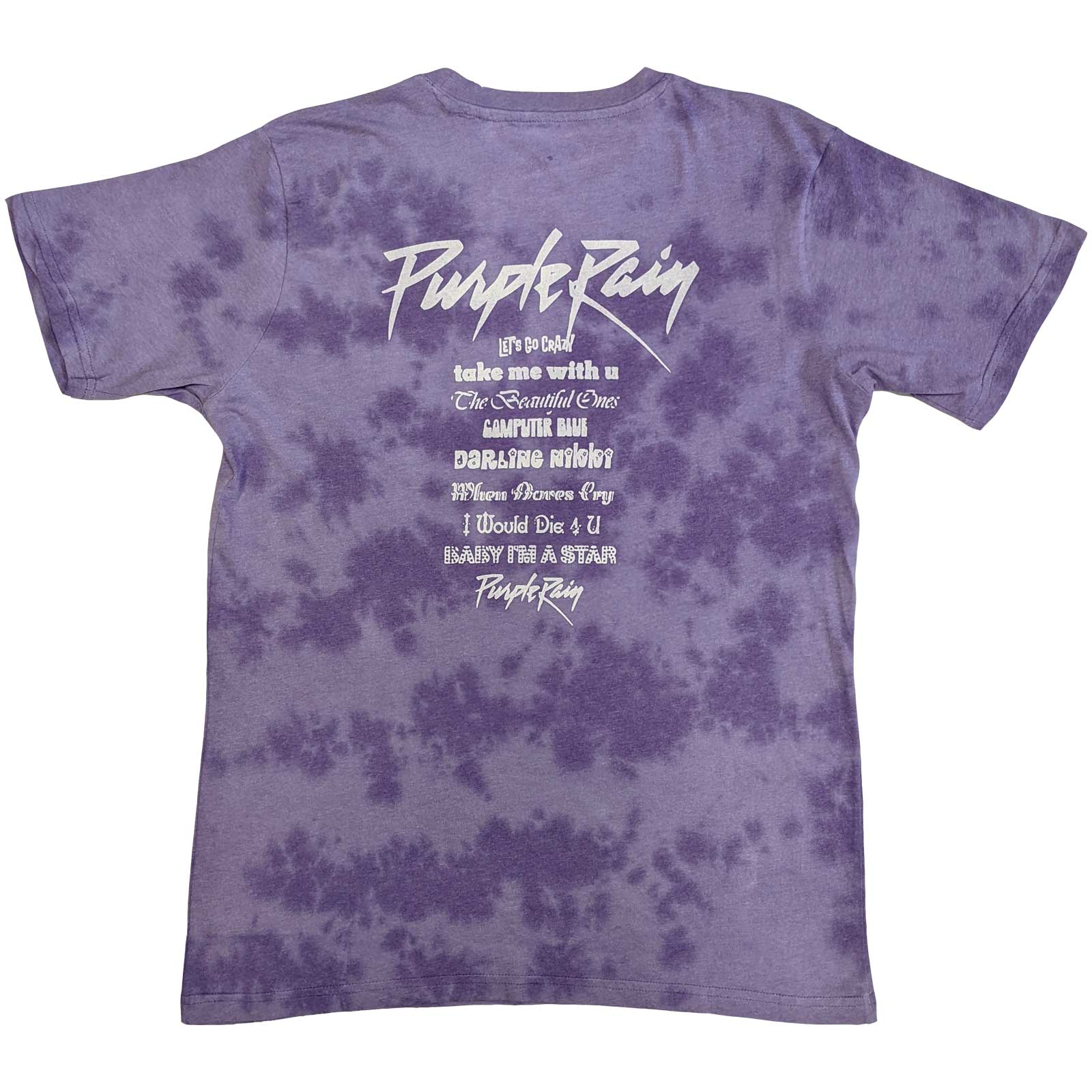 Purple - Back - Prince Unisex Adult Purple Rain Back Print T-Shirt