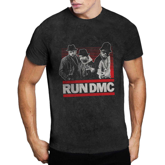 Black - Front - Run DMC Unisex Adult Gradient Bars T-Shirt