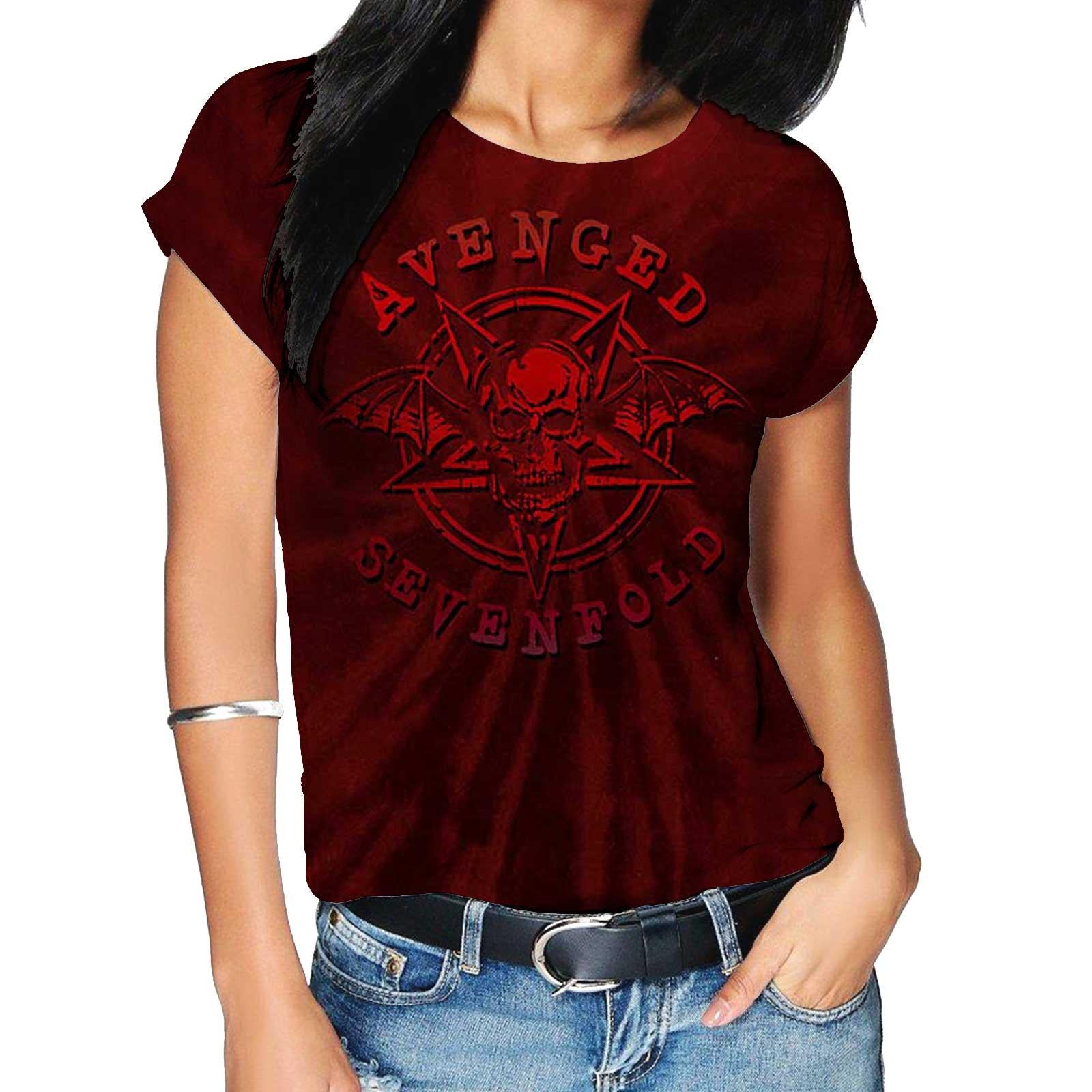 Red - Back - Avenged Sevenfold Unisex Adult Pent Up Tie Dye T-Shirt