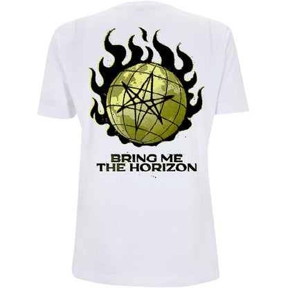 White - Back - Bring Me The Horizon Unisex Adult Globe Cotton T-Shirt