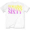 White - Back - The Rolling Stones Unisex Adult Sixty Gradient Text Cotton T-Shirt