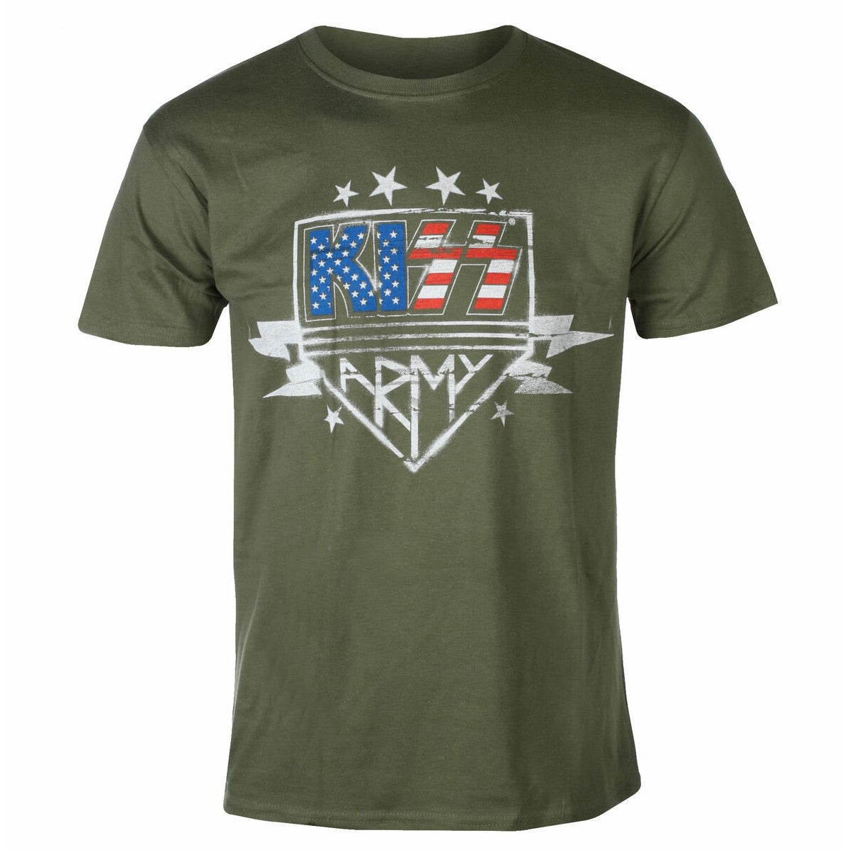 Military Green - Front - Kiss Unisex Adult Army Lightning Cotton T-Shirt