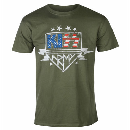 Military Green - Front - Kiss Unisex Adult Army Lightning Cotton T-Shirt