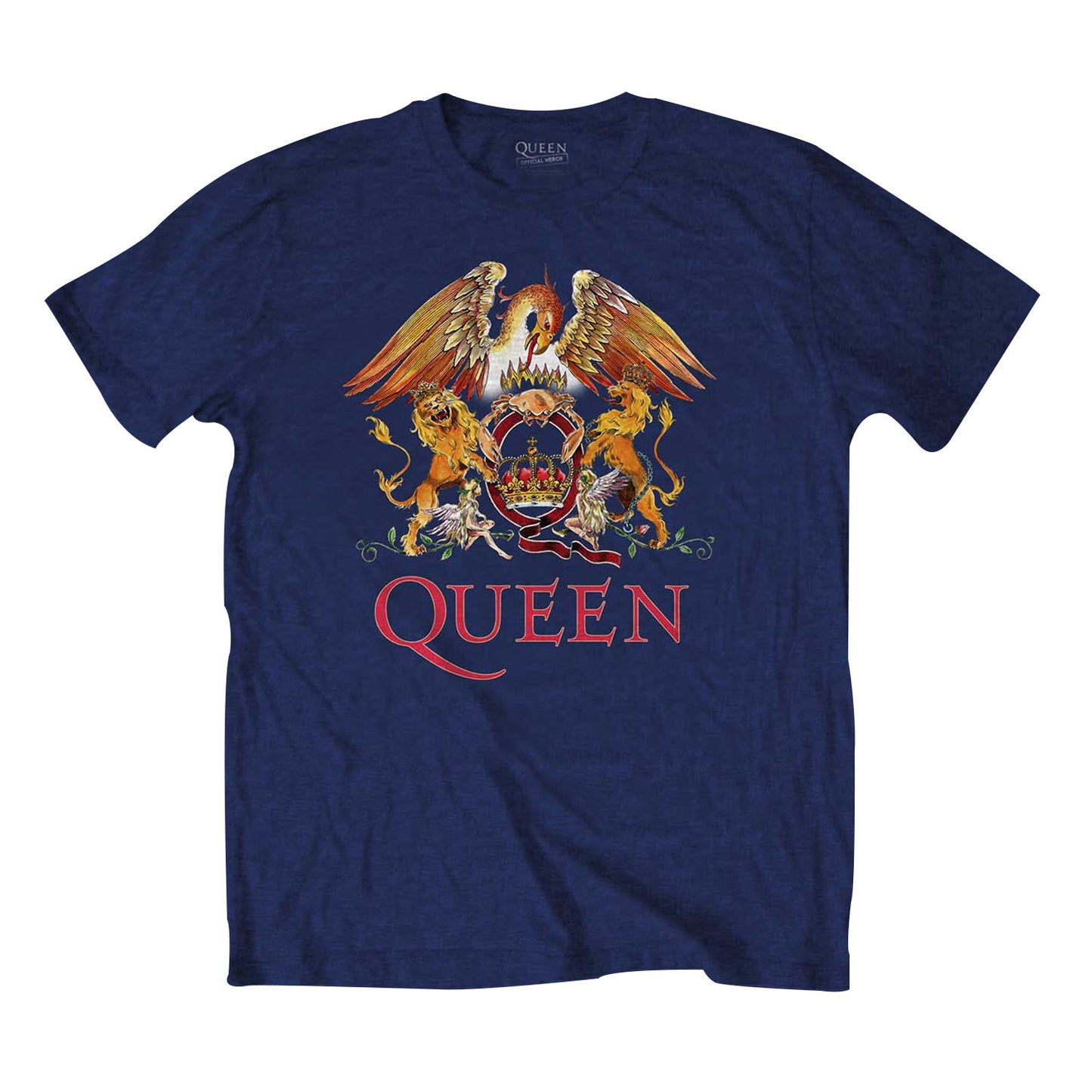 Navy Blue - Front - Queen Unisex Adult Classic Crest T-Shirt