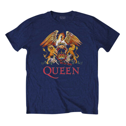 Navy Blue - Front - Queen Unisex Adult Classic Crest T-Shirt