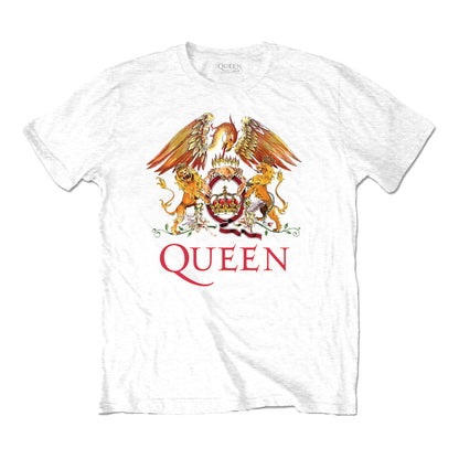 White - Front - Queen Unisex Adult Classic Crest T-Shirt