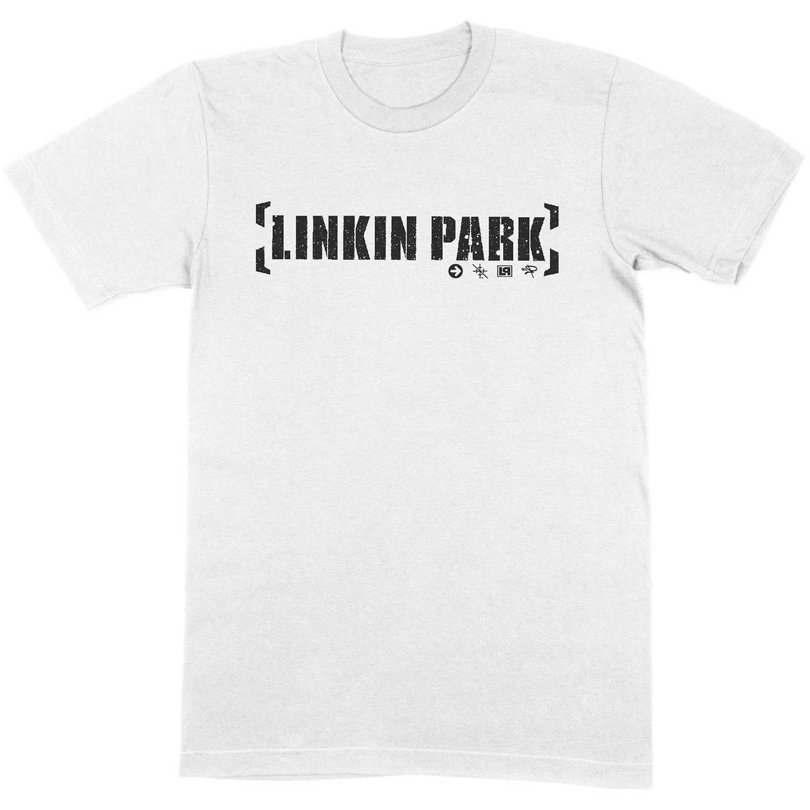 White - Front - Linkin Park Unisex Adult Bracket Logo Cotton T-Shirt
