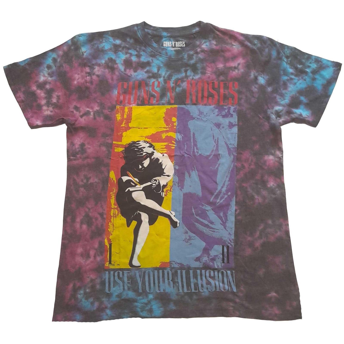 Blue - Front - Guns N Roses Unisex Adult Use Your Illusion Dip Dye T-Shirt