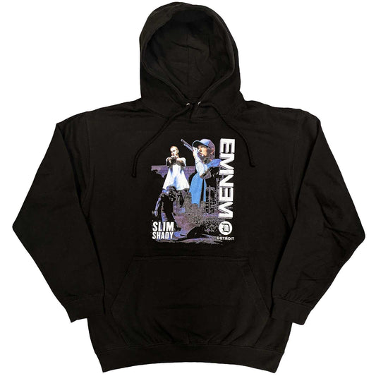 Black - Front - Eminem Unisex Adult Detroit Pullover Hoodie