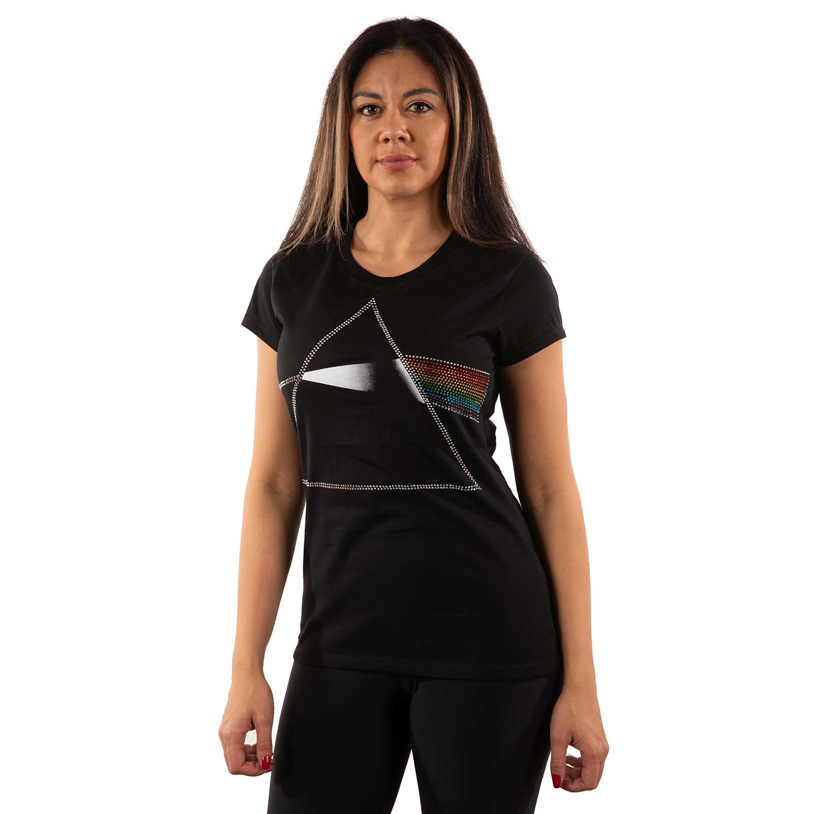 Black - Back - Pink Floyd Womens-Ladies Dark Side Of The Moon Embellished T-Shirt