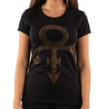 Black-Gold - Front - Prince Womens-Ladies Symbol Embellished T-Shirt