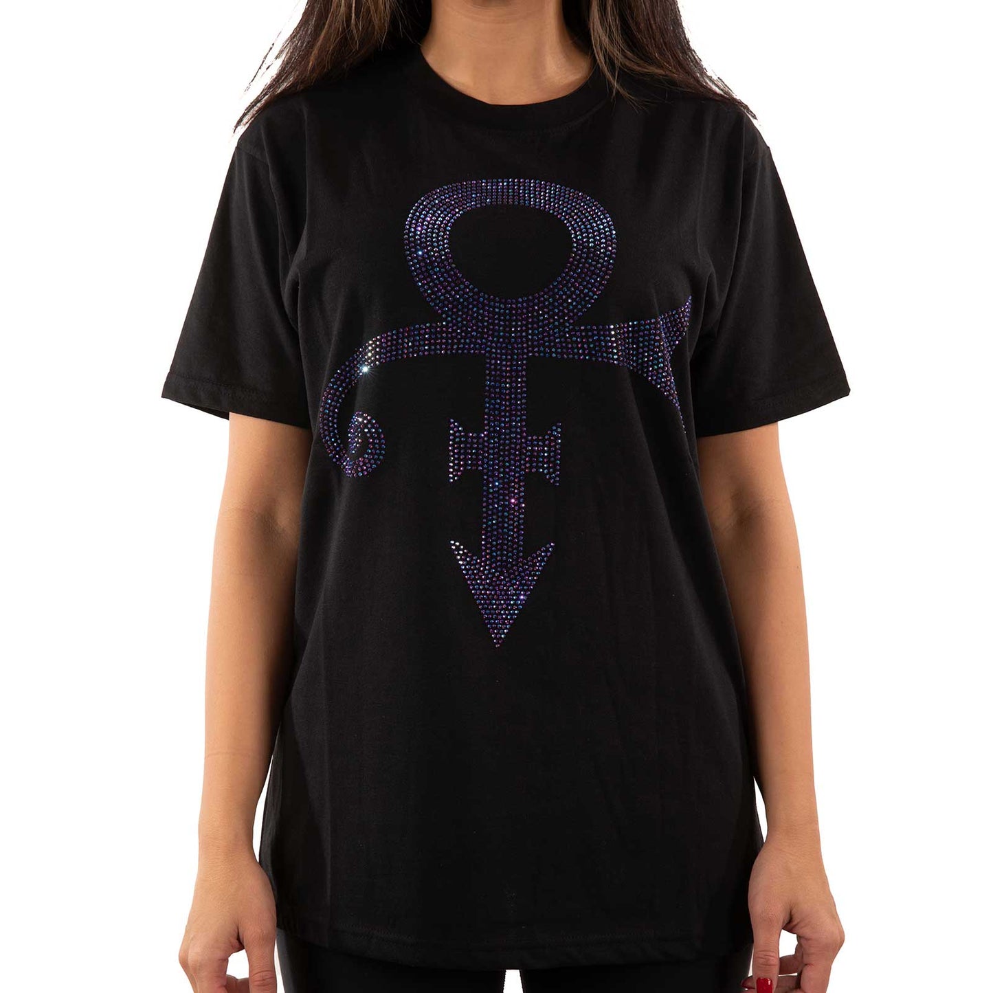 Black-Purple - Side - Prince Unisex Adult Symbol Embellished T-Shirt
