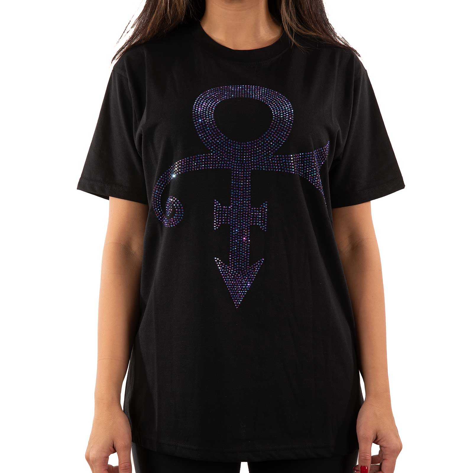 Black-Purple - Side - Prince Unisex Adult Symbol Embellished T-Shirt