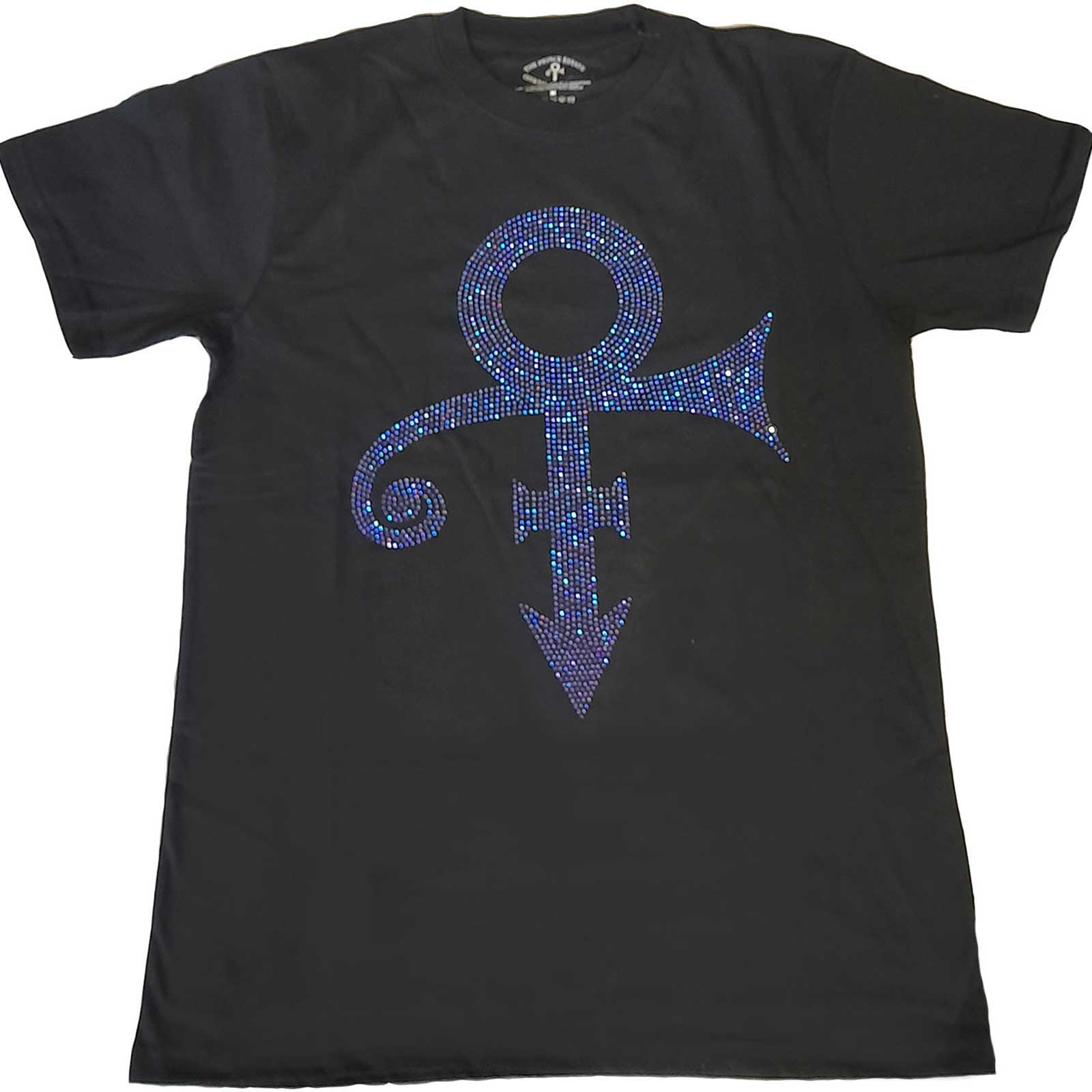 Black-Purple - Front - Prince Unisex Adult Symbol Embellished T-Shirt
