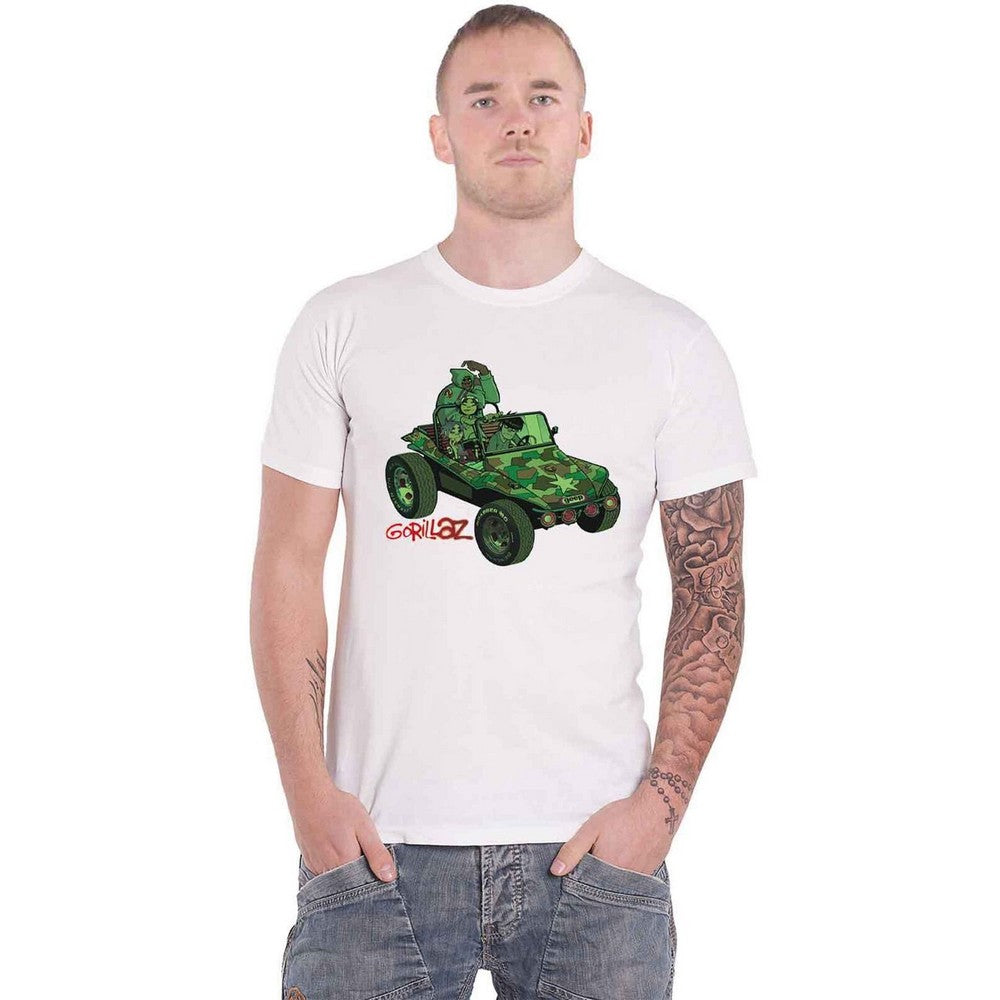 White - Side - Gorillaz Unisex Adult Jeep T-Shirt