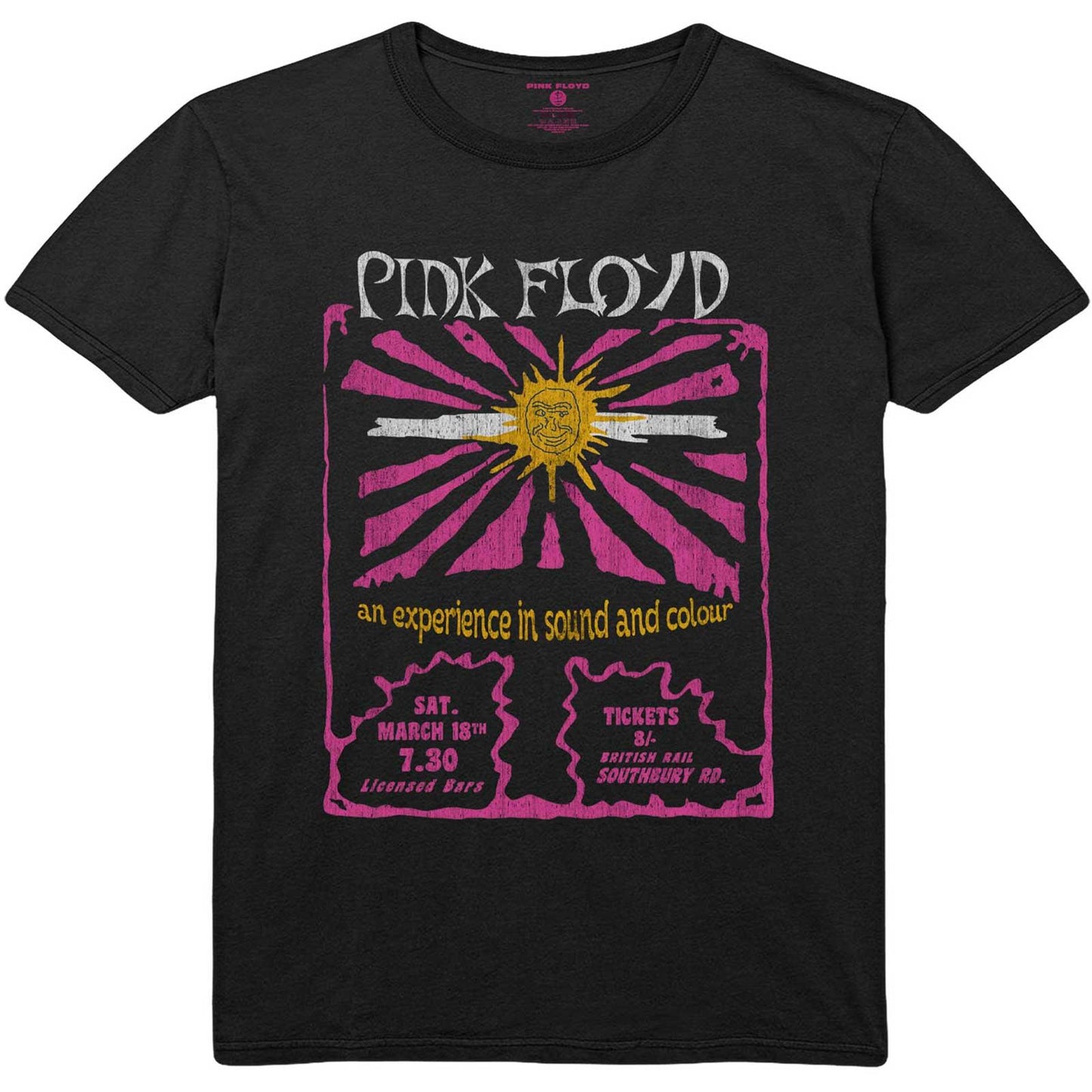 Black - Front - Pink Floyd Unisex Adult Sound & Colour Cotton T-Shirt