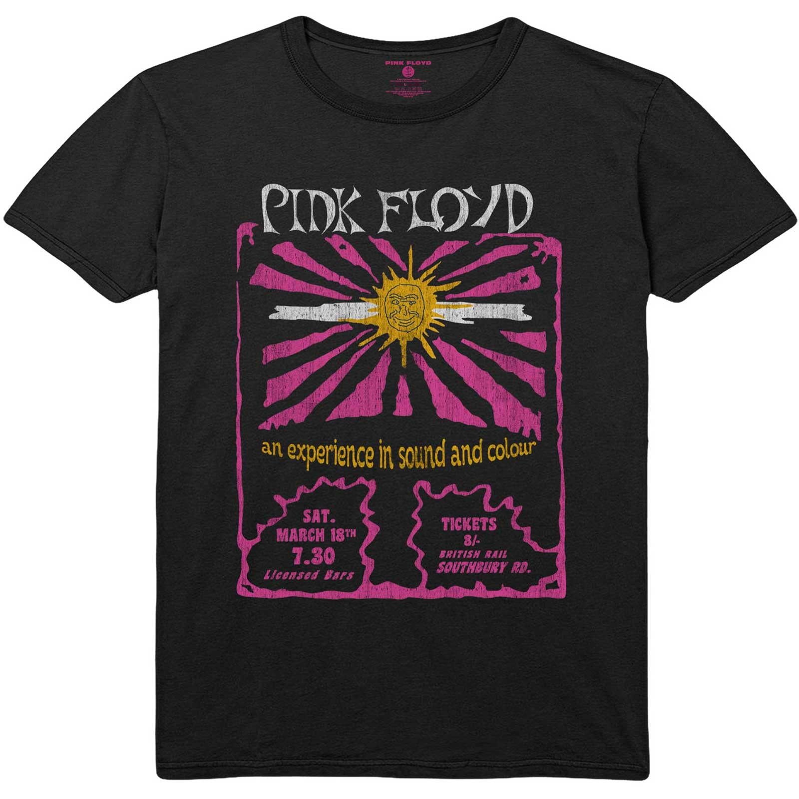 Black - Front - Pink Floyd Unisex Adult Sound & Colour Cotton T-Shirt