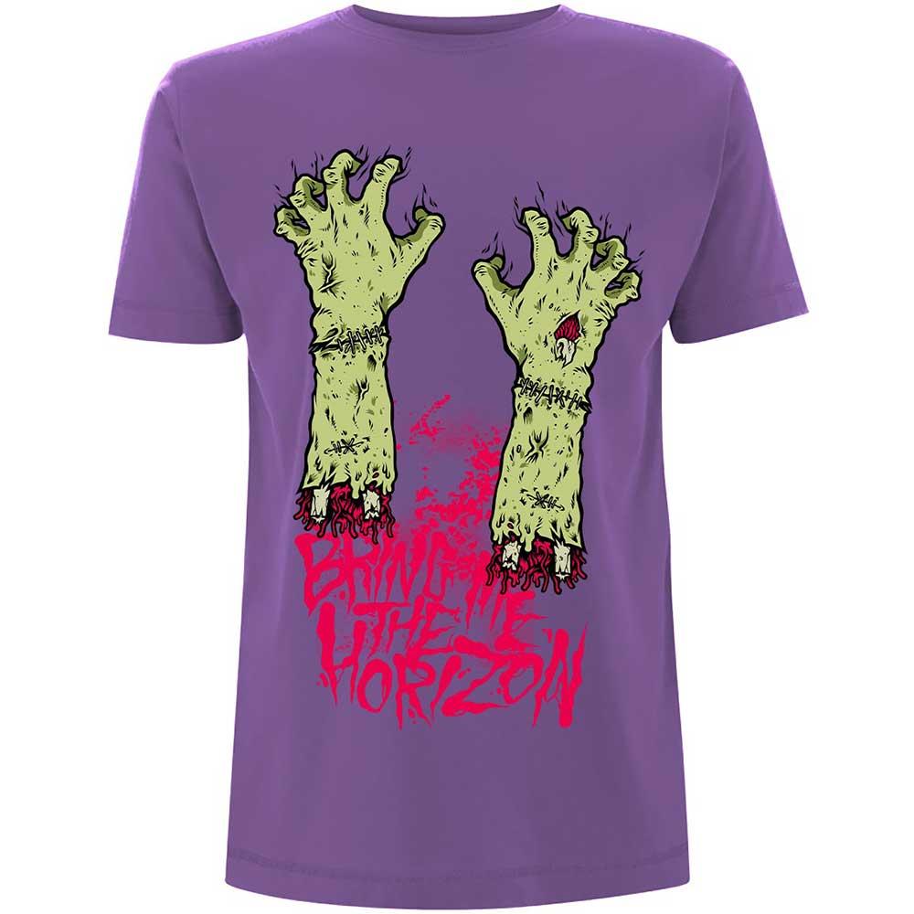 Purple - Front - Bring Me The Horizon Unisex Adult Zombie Hands Cotton T-Shirt