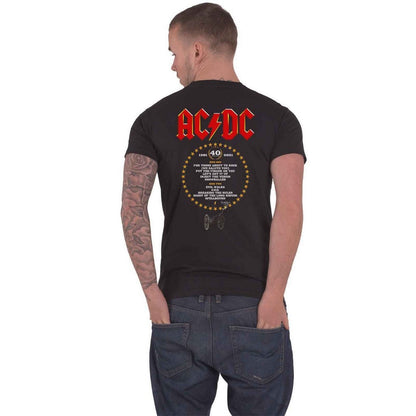 Black - Back - AC-DC Unisex Adult For Those About To Rock 40th Flames Cotton T-Shirt