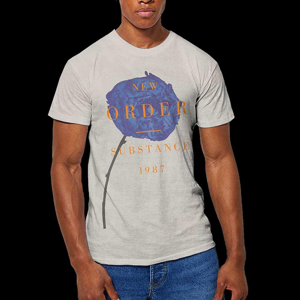 Grey-White - Front - New Order Unisex Adult Spring Substance Mineral Wash T-Shirt