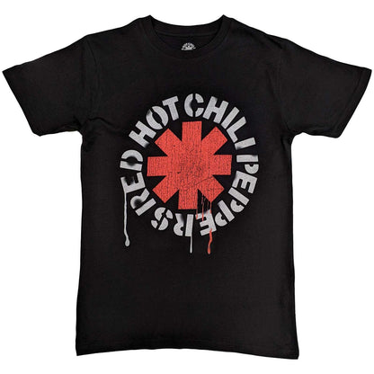 Black - Front - Red Hot Chilli Peppers Unisex Adult Stencil T-Shirt