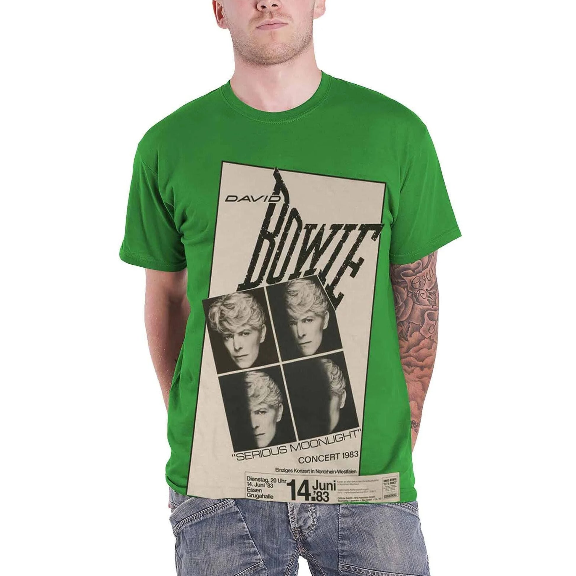 Irish Green - Side - David Bowie Unisex Adult Concert ´83 Cotton T-Shirt