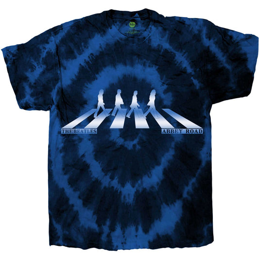 Blue - Front - The Beatles Unisex Adult Abbey Road Crossing Gradient Dip Dye T-Shirt