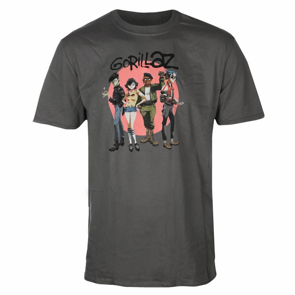 Charcoal Grey - Front - Gorillaz Unisex Adult Group Shot Cotton T-Shirt