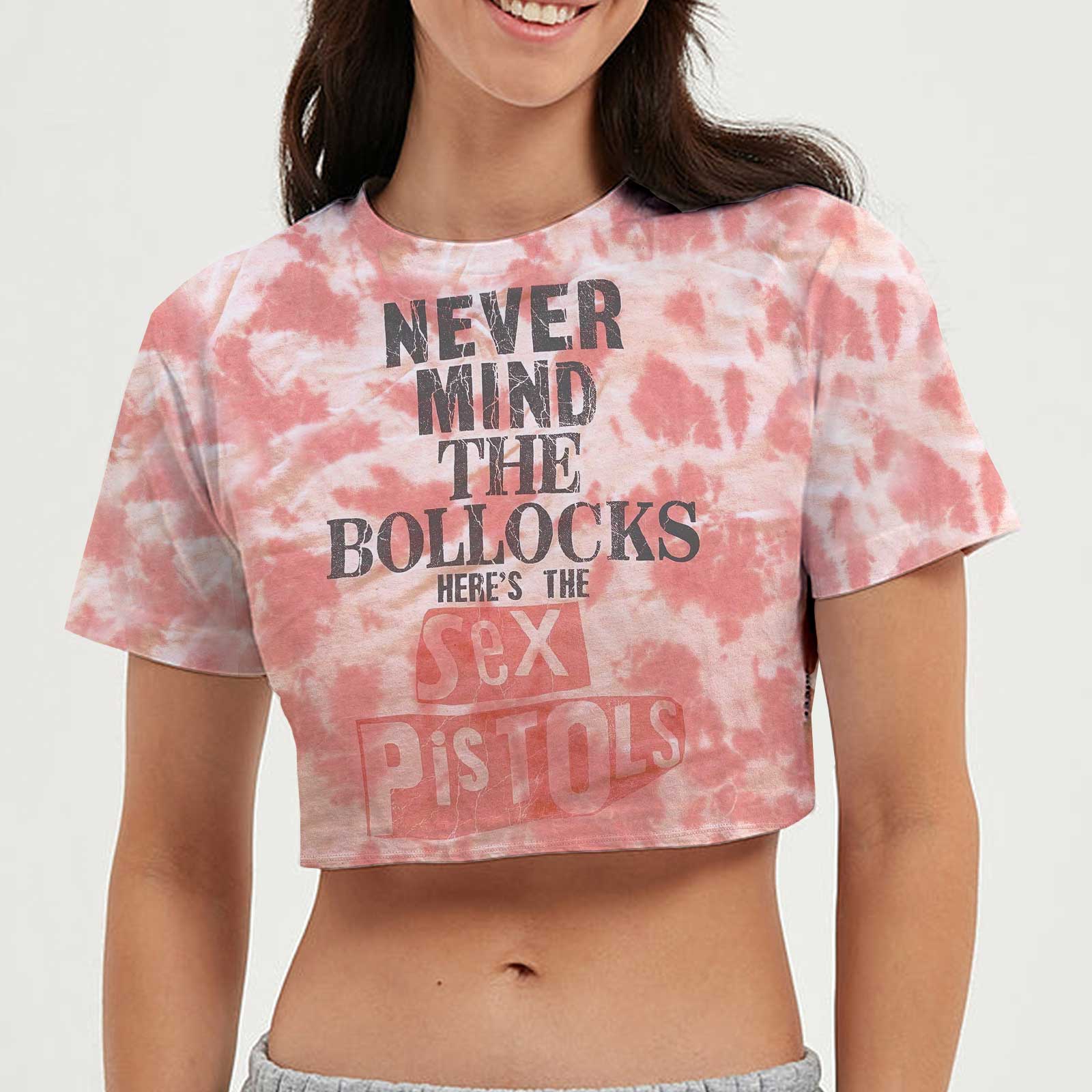 Pink - Back - Sex Pistols Womens-Ladies Never Mind The Bollocks Dip Dye Crop Top