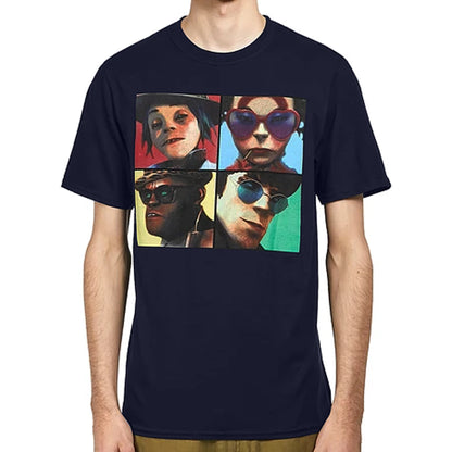 Navy Blue - Side - Gorillaz Unisex Adult Humanz Cotton T-Shirt