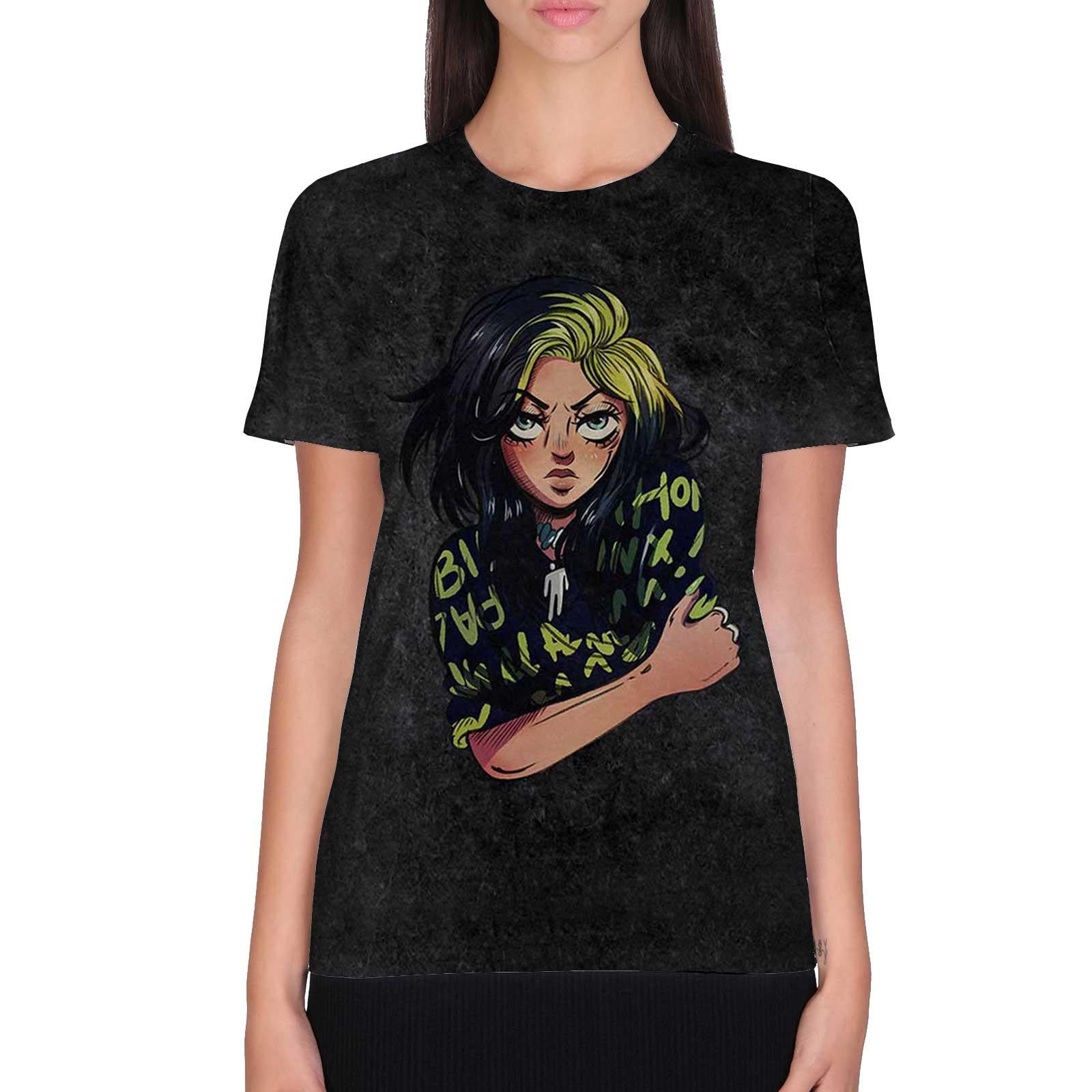 Black - Back - Billie Eilish Unisex Adult Anime Dip Dye T-Shirt