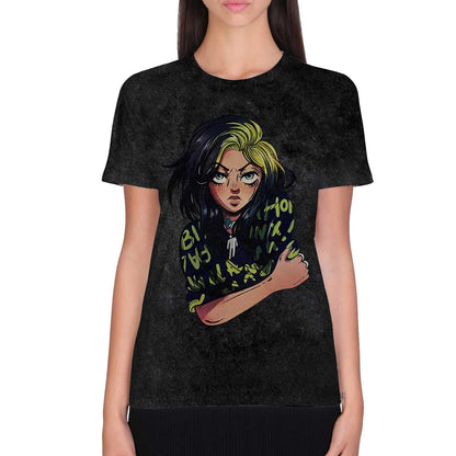 Black - Back - Billie Eilish Unisex Adult Anime Dip Dye T-Shirt