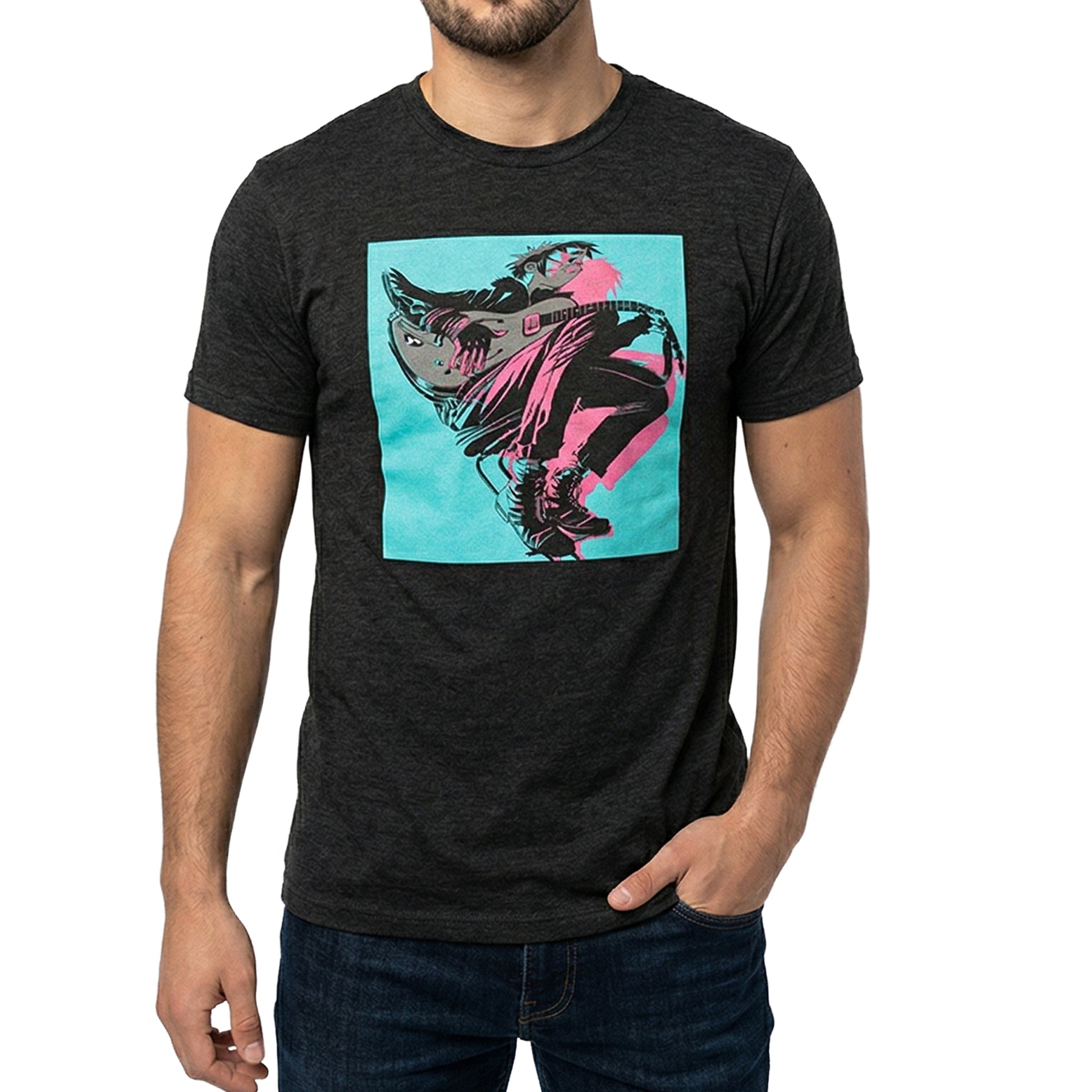 Black - Side - Gorillaz Unisex Adult Now Now Logo Cotton T-Shirt