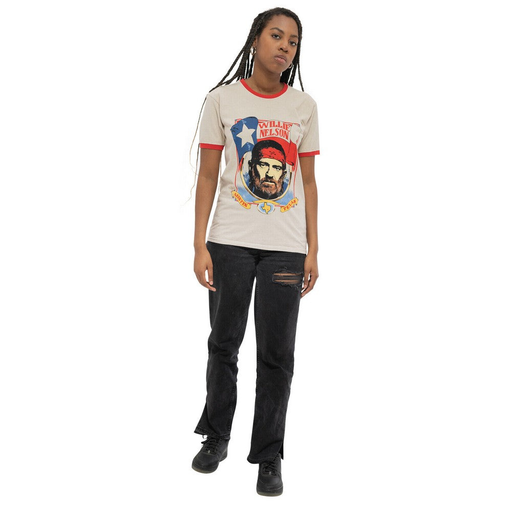 Cream-Red - Lifestyle - Willie Nelson Unisex Adult Americana Cotton T-Shirt