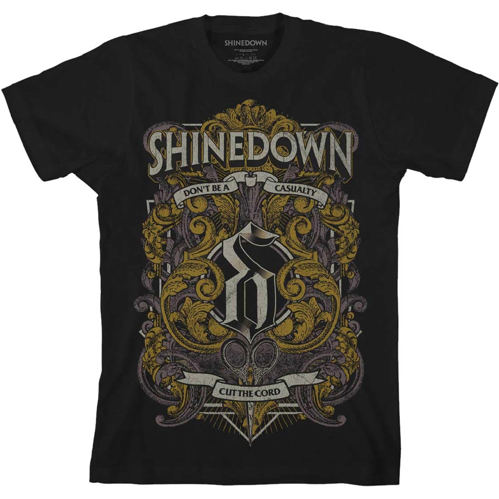 Black - Front - Shinedown Unisex Adult Ornamental Scissors Cotton T-Shirt