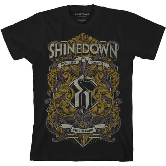 Black - Front - Shinedown Unisex Adult Ornamental Scissors Cotton T-Shirt