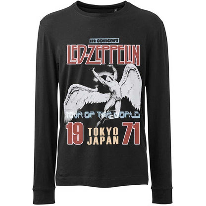 Black - Front - Led Zeppelin Unisex Adult Japanese Icarus Cotton Long-Sleeved T-Shirt