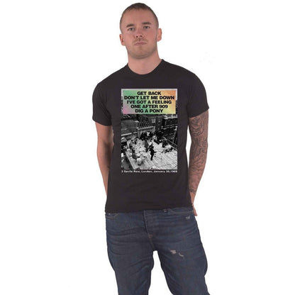 Black - Front - The Beatles Unisex Adult Rooftop Songs Gradient Cotton T-Shirt