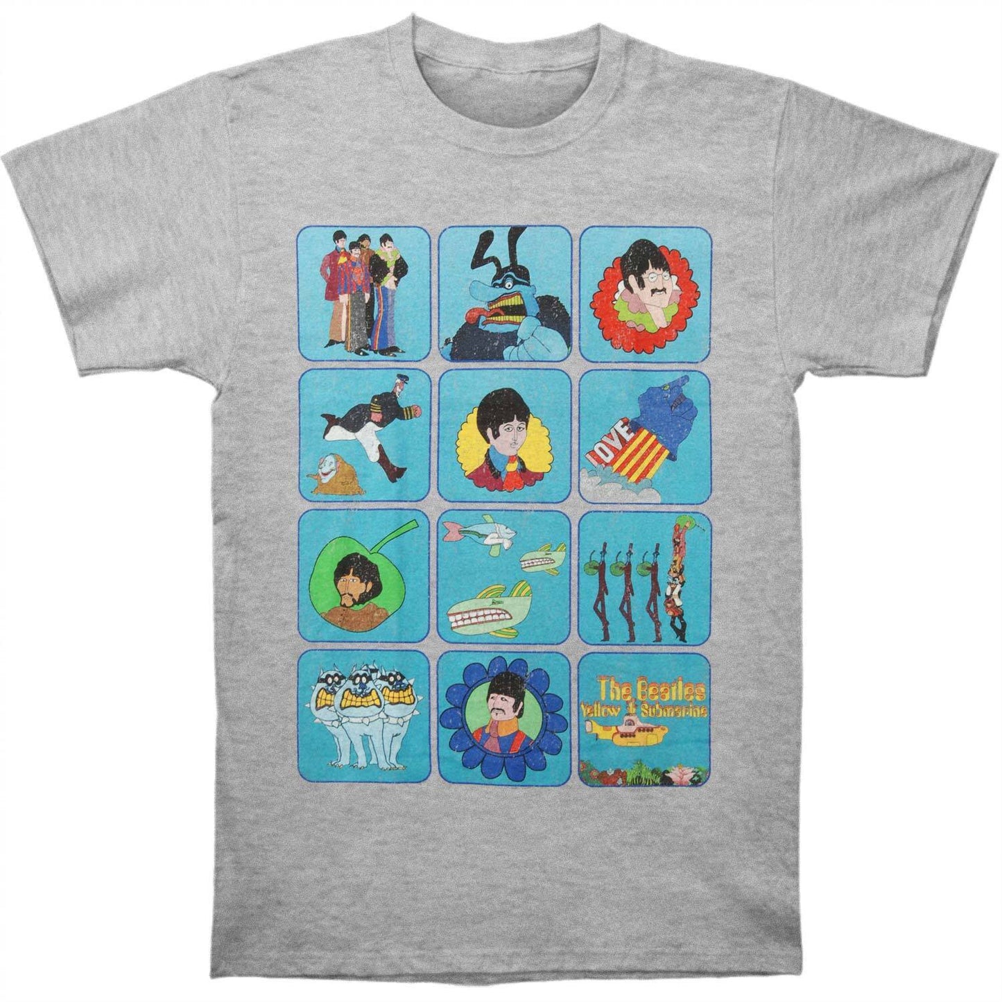 Heather Grey - Front - The Beatles Unisex Adult Yellow Submarine Montage Heather T-Shirt