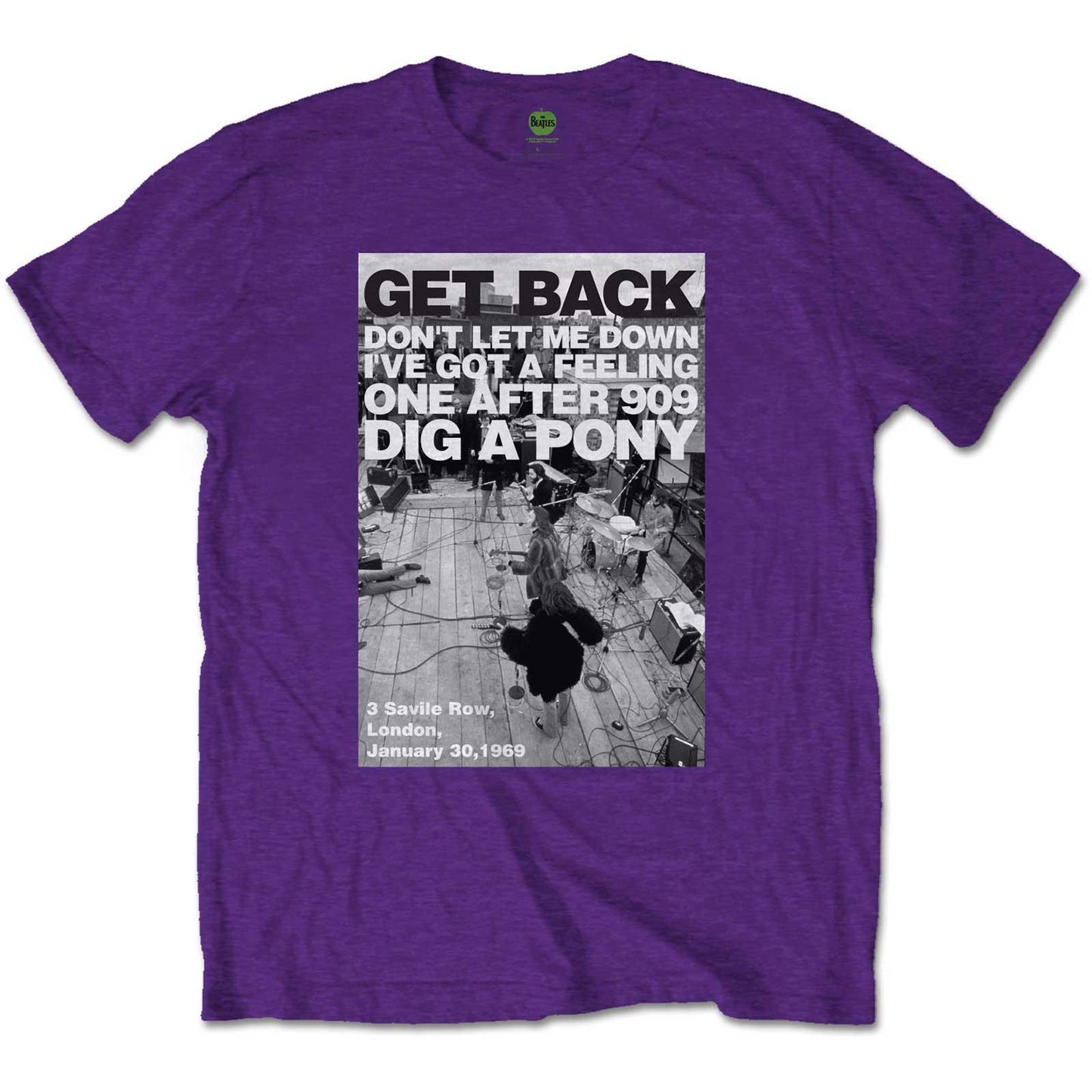 Purple - Front - The Beatles Unisex Adult Rooftop Shot Cotton T-Shirt
