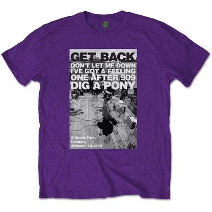 Purple - Front - The Beatles Unisex Adult Rooftop Shot Cotton T-Shirt