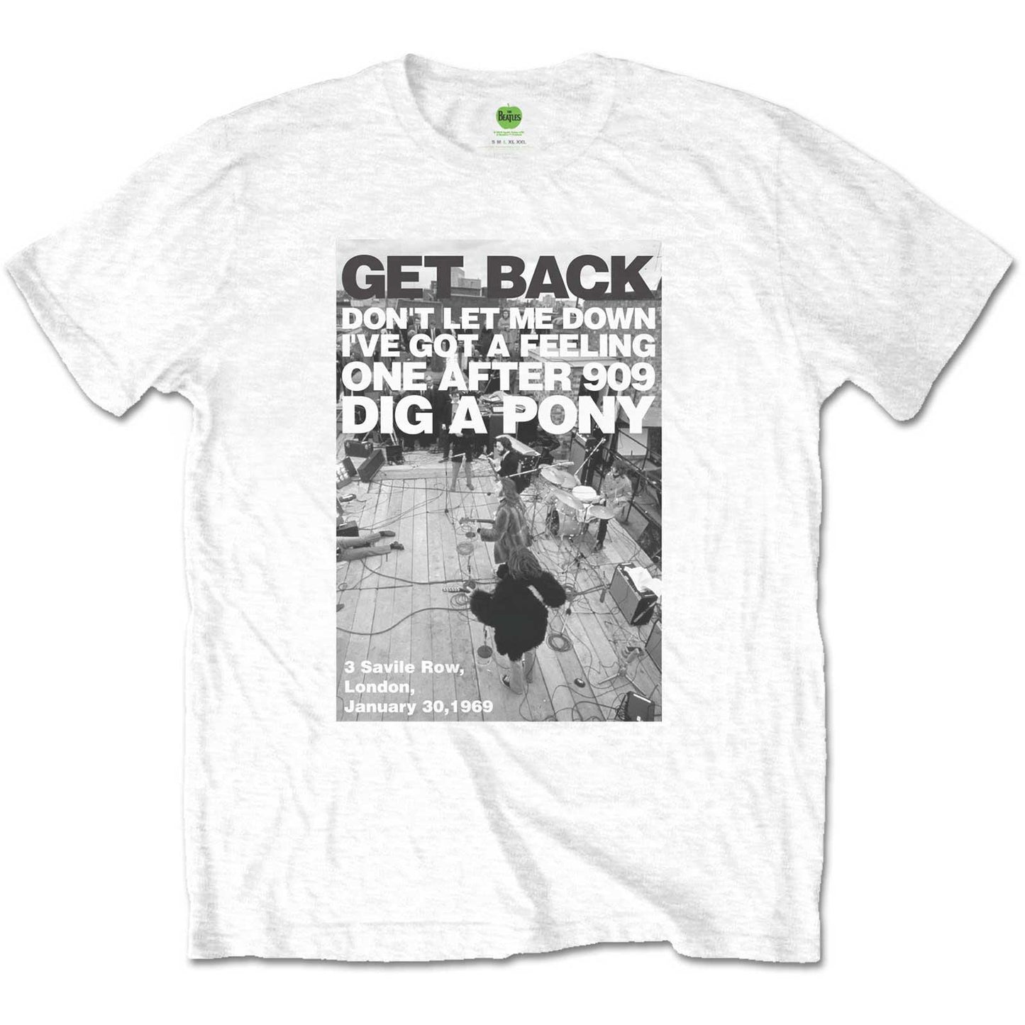 White - Front - The Beatles Unisex Adult Rooftop Shot Cotton T-Shirt